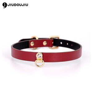 Cowhide Collar Choker Red